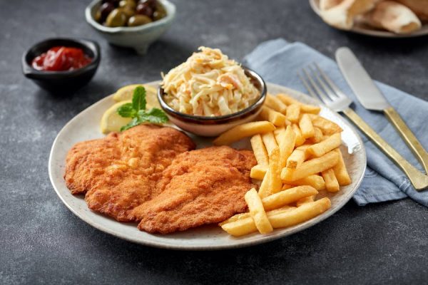 Chicken Escalopes Served with Fries